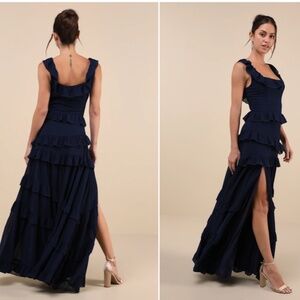 LULU's Sexy Chic Elegant FLowy Prom Wedding Bridesmaid Tiered Ruffles Maxi